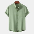 thumbnail image 2 of cfhntfmh Summer Short Sleeve Shirts for Men Lightweight Button down Beach Tees Solid Color Shirts with Pocket, 2 of 4