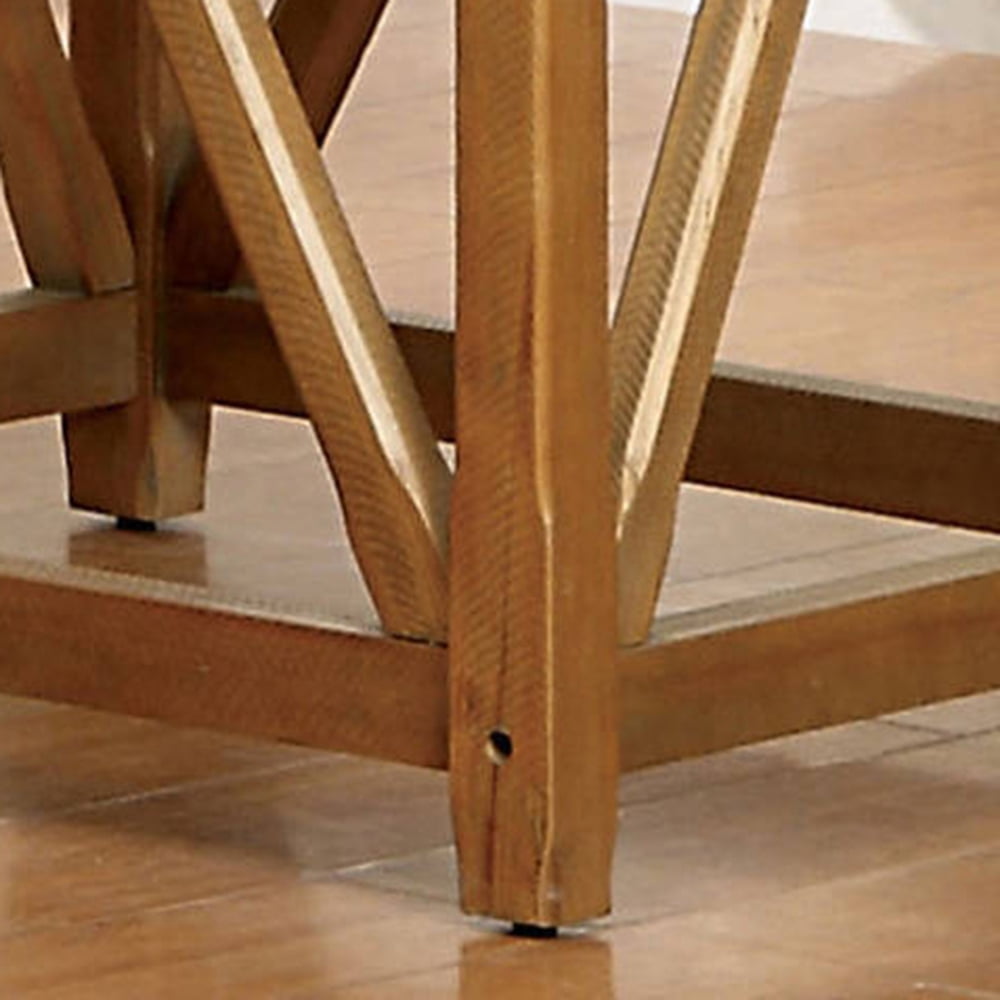 Yogur Rectangular Wood End Table, Natural Brown Finish