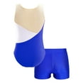 thumbnail image 2 of YONGHS Girls 2 Piece Gymnastic Dance Outfits Shiny Sequin Sleeveless Leotard with Shorts Activewear Royal Blue 8, 2 of 7
