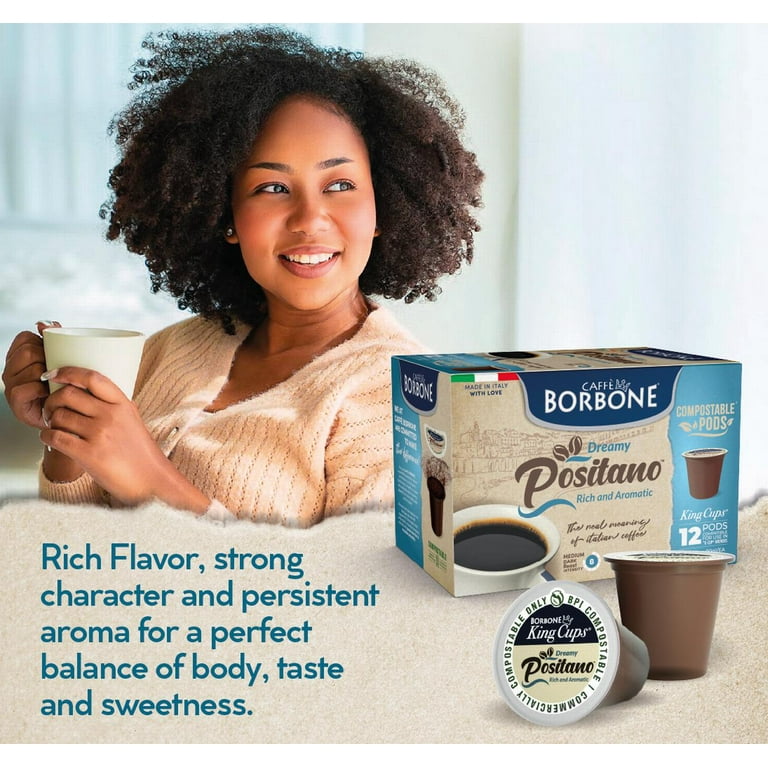Caffe Borbone Compostable K Cup Coffee Pods for Keurig Brewers Positano Blend Genuine Italian Coffee 72 Pods