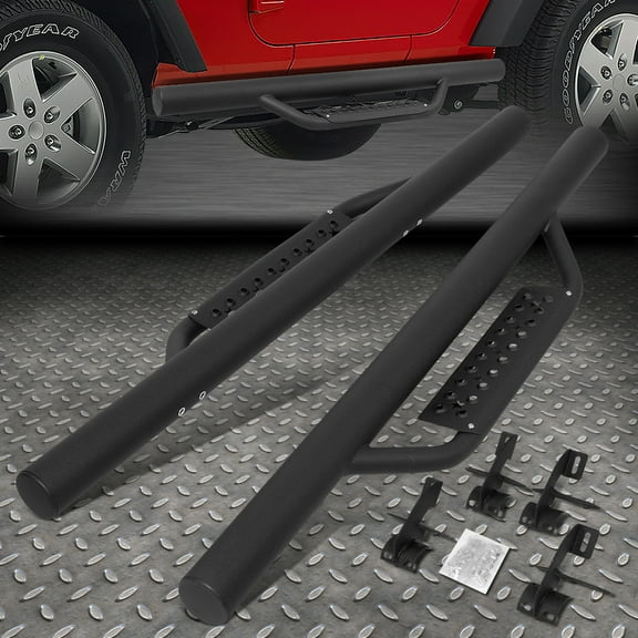 Nuvision for 07-18 Jeep Wrangler JK 2Dr 3" Round Tubing Drop Side Step Bar Running Boards