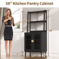 thumbnail image 6 of 58” Pantry Cabinets with Microwave Shelves, Small Kitchen Pantry Storage Cabinet with Adjustable Shelves for Kitchen, Dining Room, Living Room Use (Black), 6 of 7