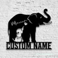 thumbnail image 2 of Craftnamesign Custom Mom Baby Elephant Metal Wall Art LED Light, Custom Elephant Lover Name Sign, 2 of 5