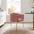thumbnail image 2 of Tufted Accent Chair, Velvet, Metal Steel, Pink, Modern Contemporary Urban Design, Living Lounge Room Hotel Lobby Hospitality, 2 of 8