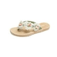 thumbnail image 3 of Bxsruta White Flower-Embellished Flip Flops with Decorative Centers, Woven Sole for Beach Trips & Casual Wear, 3 of 8