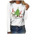 thumbnail image 2 of Long Sleeve Shirt for Women Fashion 2025 Christmas Round Neck Gnomes Santa Graphic Vacation Casual Xmas Tees Tops, 2 of 4