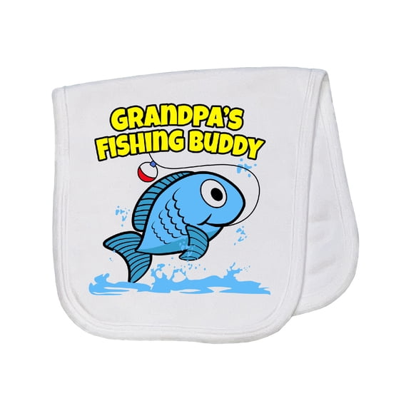 Inktastic Grandpa's Fishing Buddy (blue) Baby Burp Cloth