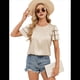 thumbnail image 1 of Camisa de Verano Fruncida con Mangas con Volantes y Textura para Mujer, Color Albaricoque L, 1 of 8