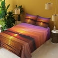 thumbnail image 4 of Ambesonne Romantic Fitted & Top Sheet Set with Shams, Colorful Beach Sunset, Orange Purple, 4 of 8