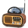 thumbnail image 1 of Portable Radio AM FM SW Bluetooth, Retro Radios Vintage Transistor with Best Sound, Solar/D Battery Operated/USB Rechargeable, TWS, Support TF Card/USB, 1 of 6