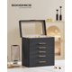 thumbnail image 2 of SONGMICS Caja de Joyas, Caja Joyero de 6 Niveles, para Gafas de Sol, Joyas Grandes, Tapa de Cristal, 5 Cajones, Negro Grafito y Dorado, 2 of 5
