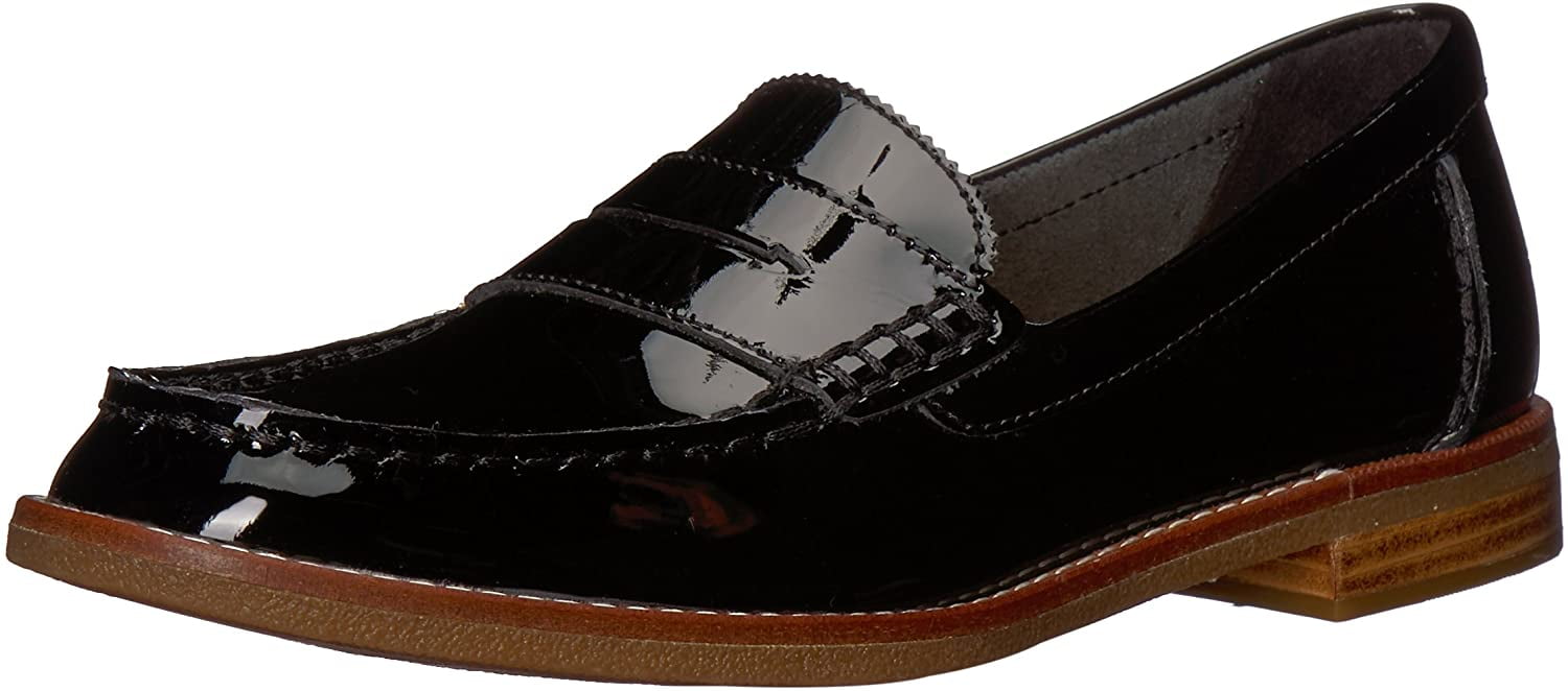 sperry black patent loafers