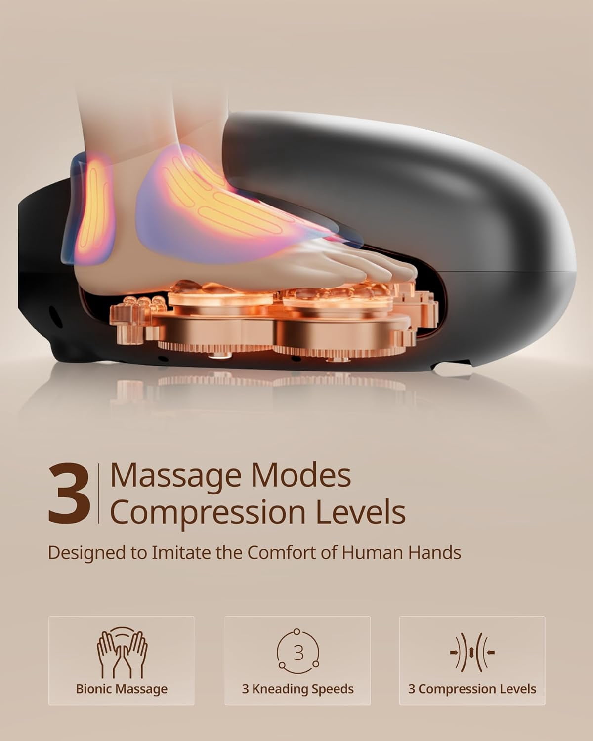 ibreo Foot Massager Machine with Heat, Deep Kneading, Air Compression, Remote Control for Plantar Fasciitis, Sore Feet & Pressure and Pain Relief, Gray