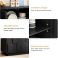 thumbnail image 6 of 60" Sideboard Buffet Cabinet with Storage, Irregular Panel Design Credenza Mid Century Farmhouse Coffee Bar Cabinet with 4 Doors & Adjustable Shelves for Living Room, Hallway (Black), 6 of 7