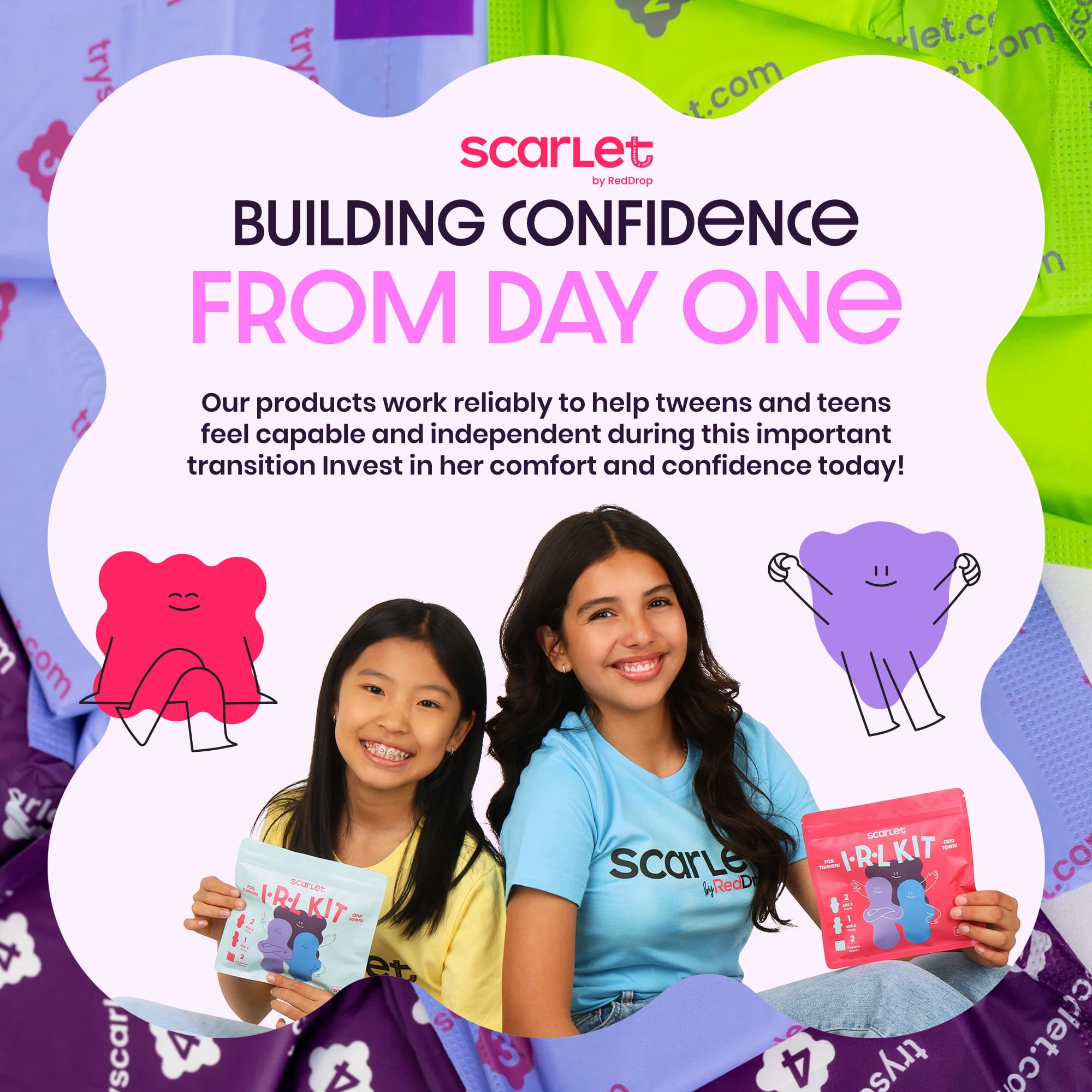 Scarlet by RedDrop First Period Kit for Tweens & Teens