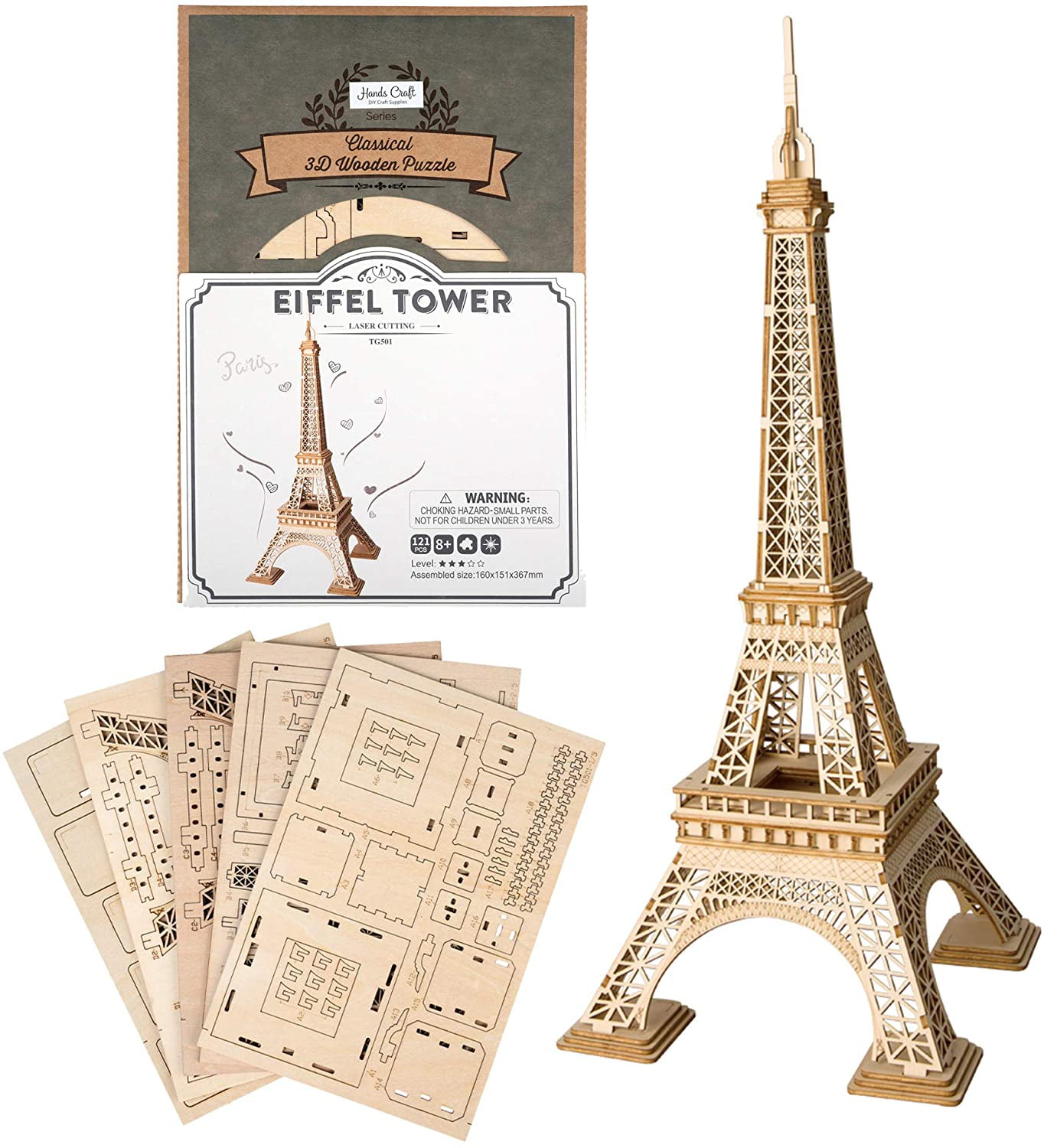 Hands Craft Eiffel Tower Diy 3d Wooden, Wooden Eiffel Tower