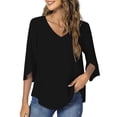 thumbnail image 4 of UVN Womens Blouses 3/4 Sleeve V Neck Summer Shirts for Women Chiffon Dressy Casual Tunic Tops, 4 of 9