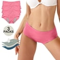 thumbnail image 2 of Period Underwear for Women, Audhol Women's Solid Color Physiological Underwear Breathable Mesh Underwear 3Pc Underwear Women Pack Pink11 5XL, 2 of 3