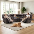 thumbnail image 7 of Bonzy Home Power Reclining Sectional Sofa, Suede Fabric Corner Recliner Couch with Console, Hidden Storage, Cup Holders & USB/Type-C Ports,Espresso, 7 of 7