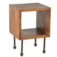 thumbnail image 1 of Table de Chevet en Bois à Compartiment Ouvert avec Support Tubulaire en Métal, Marron, 1 of 6