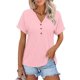 thumbnail image 1 of Camiseta TICTICMISS para mujer, cuello en V, manga corta, rosa, 1 of 6