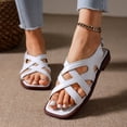thumbnail image 6 of Viluyesy Womens Flat Sandals, Slingback Square Toe Low Heels Summer Fashion Casual Bohe Shoes White US7, 6 of 9