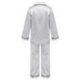 thumbnail image 4 of Aislor Kids Girls Boys Sleepwear Suit Silk Lapel Long Sleeve Pocket Button Top with Pants, 4 of 7