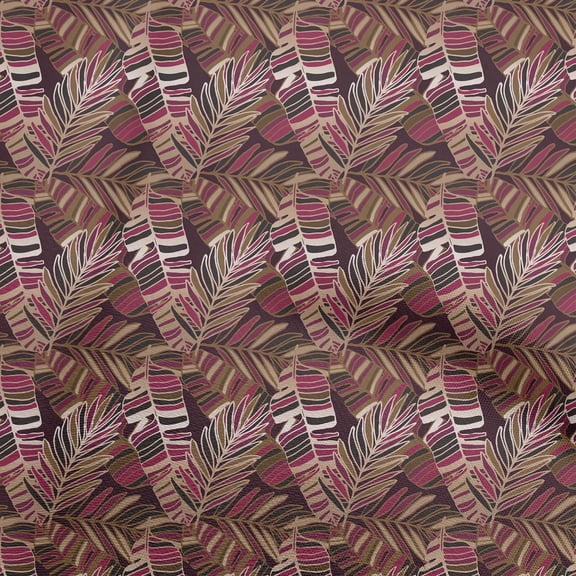 oneOone Polyester Spandex Maroon Fabric Leaves Diy Clothing Quilting Fabric Print Fabric By Yard 56 Inch Wide