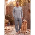 thumbnail image 5 of GIRUNS Men's Pajamas Set Long Sleeve Sleepwear Jogger Pants Soft Loungewear with Pockets Dark Gray L, 5 of 7