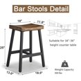 thumbnail image 3 of Oulluo Black Bar Stools, Counter Height Bar Stools, Set of 2, Brown Solid Wood Saddle Stools with Metal Legs, 24 Inch Kitchen Counter Stools, Stools for Dining Room Kitchen Island, Pub,Bar, 3 of 8