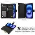 thumbnail image 6 of Phone Case for Apple iPhone 16, Premium iPhone 16 Case with Wallet, Card Holder, Coin Zipper Pocket Shockproof Flip Cover Stand with Wrist Strap & Detachable Shoulder Strap,Black, 6 of 8