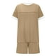 thumbnail image 5 of Tops de Cuello Redondo para las Mujeres Casual de Manga Corta Y Pantalones Cortos con Cordón de Dos Piezas Color Bloqueado Conjunto, 5 of 9