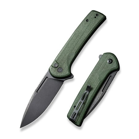 CIVIVI Pocket Knife Conspirator Button Lock Folding Knife 3.48 Nitro-V Blade Green Micarta Handle C21006-2