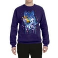 thumbnail image 2 of Wolf Painting Splatter Abstract Art Animal Lover Unisex Crewneck Graphic Sweatshirt, Purple, X-Large, 2 of 3