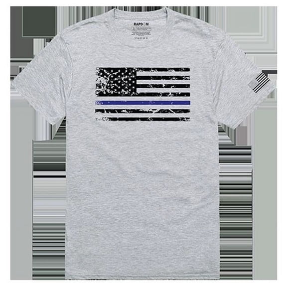 Thin Blue Line Tactical Graphic T-shirt, Heather Grey - Extra Large