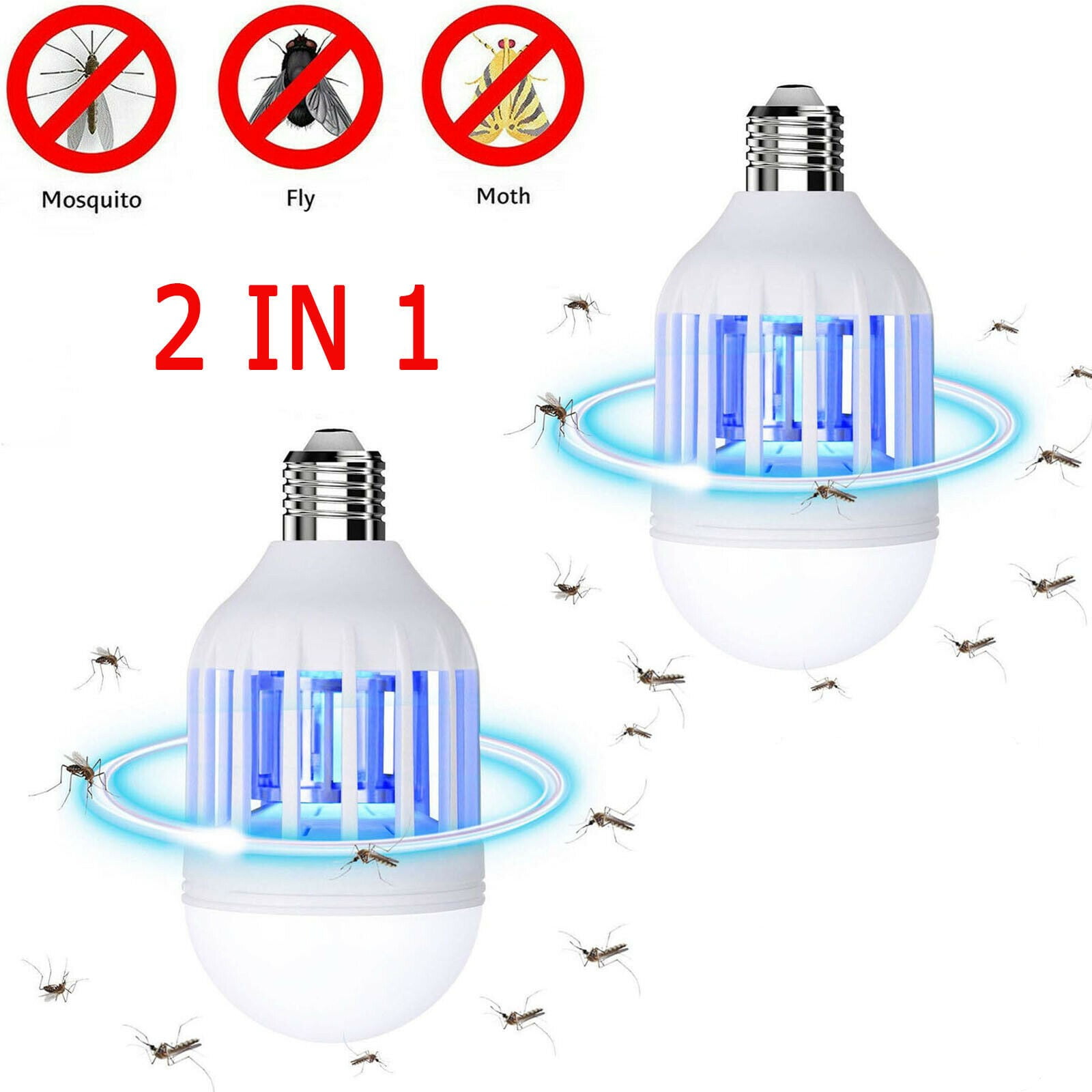 2 Packs LED Light Zapper Lightbulb Bug Mosquito Fly Insect Killer Bulb