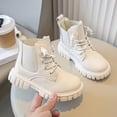 thumbnail image 7 of Cethrio Big Girls Lace Up Boots, Thermal Casual Non-slip Waterproof Winter Shoes White Size 2.5(Big Kids), 7 of 7