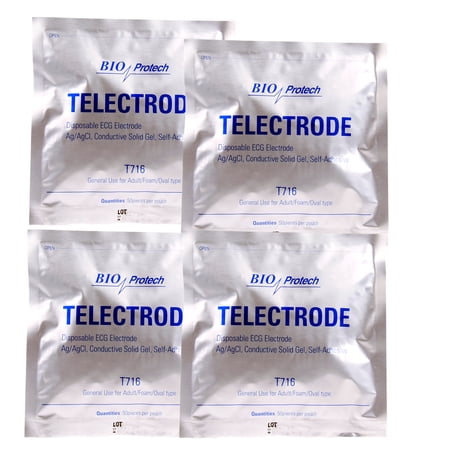 Bio-Protech Telectrode Disposable ECG Snap Electrode Monitoring Non-Radiolucent - 4 Packs of 50 per Pack