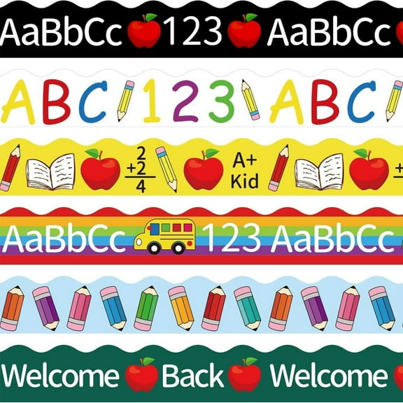 6 Pcs 123 Bus Printed Bulletin Board Border Colorful Bulletin Border Trim Bulletin Board Sticker for Classroom
