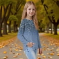 thumbnail image 4 of Drmagiyhm Girls Shirts Size 10-12 Basic Shirts Floral Print Tshirts Casual Crewneck Stylish Girl Comfy Long Sleeve Tees 4-5 Years Royal Blue, 4 of 5