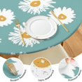 thumbnail image 4 of Teal Daisy Flower Yellow Centers Pattern Round Fitted Tablecloth with Elastic Edge,Dining Table Cover Waterproof,Outdoor Round Tablecloth for Camping,Dining,Indoor and Outdoor, 4 of 7