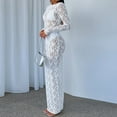 thumbnail image 4 of Women Print Lace Long Sleeve Sexy Bodycon See Through Maxi Dress Party Y2K Lady, 4 of 10