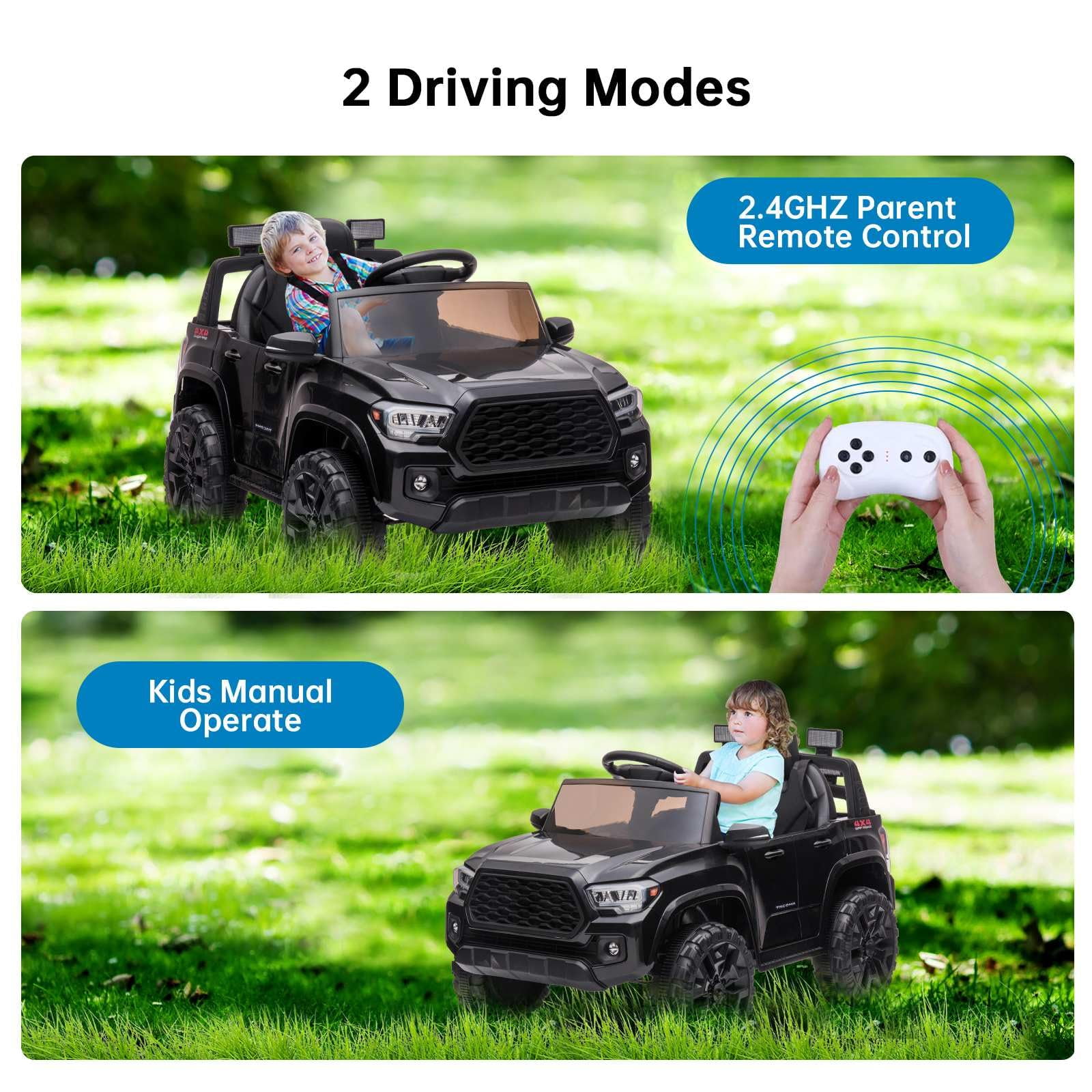 Officially Licensed Toyota Tacoma Car, 12V Battery Powered Electric Car with Remote Control, Spring Suspension Safety Belt, 2-Speed Ride On Toy Car with Headlights, for 37-96 Months