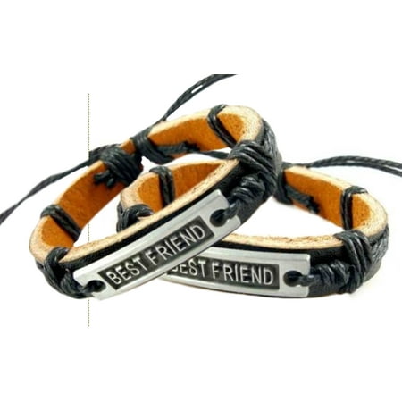 Brown Leather Cord Bracelet - Two Piece Best Friend Bracelet Dark Brown with Black Cord Leather Friendship Bracelets Set J-210