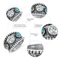 thumbnail image 4 of JQUEEN Turquoise Engagement Ring for Women 925 Sterling Silver Rings Band With 2 Round Turquoise and 1 Cubic Zirconia Wedding Ring, 4 of 5