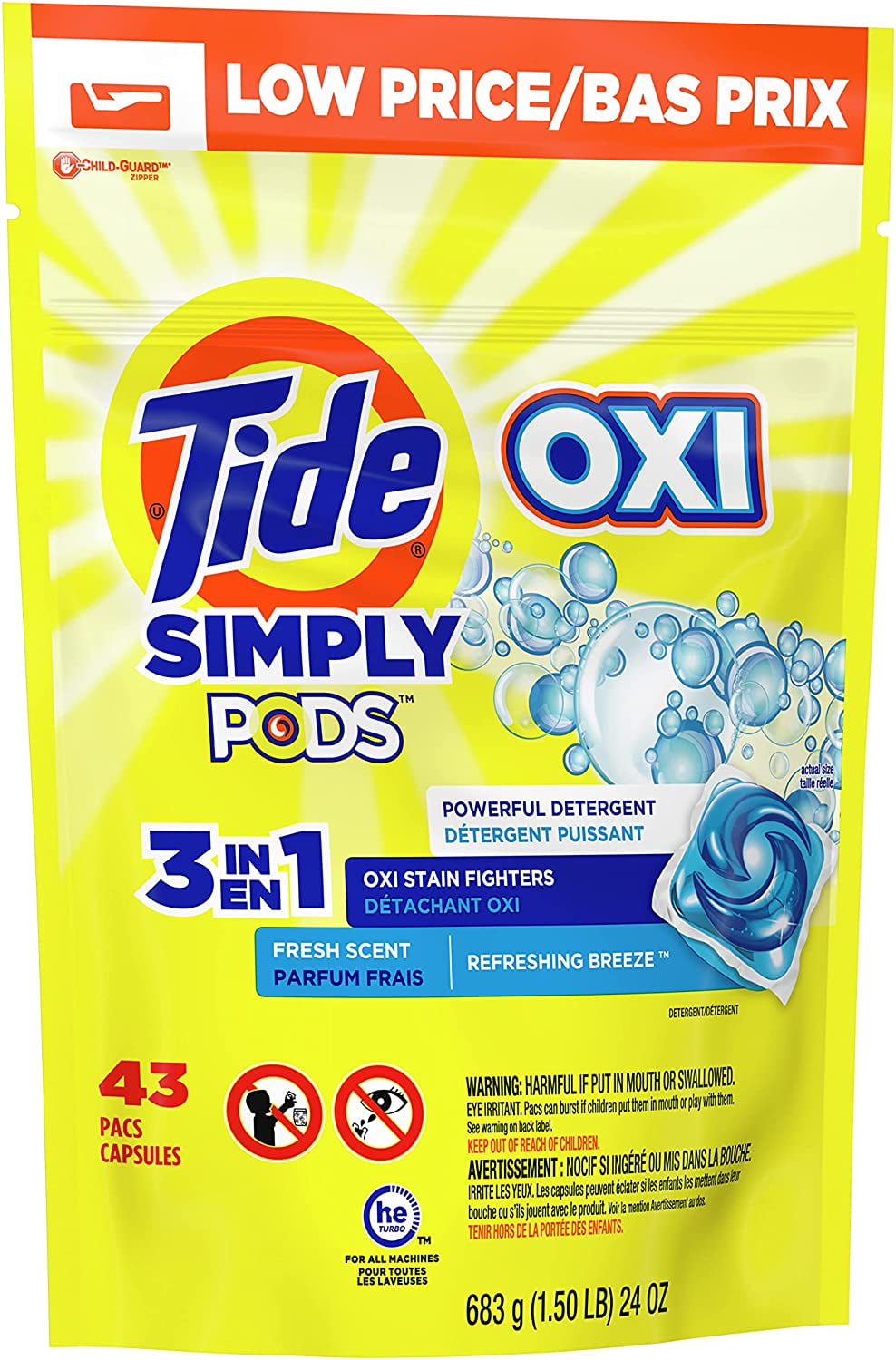 Tide Simply PODS +Oxi Liquid Laundry Detergent Pacs, Refreshing Breeze