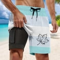thumbnail image 4 of ibiyuan Men Swim Trunks with Mesh Lining Quickdry Bathing Suit 2 In 1 Men's Board Shorts Zipper Pockets Soft Hawaiian Print Pool Party Swimwear,Light Blue-B, 4 of 4