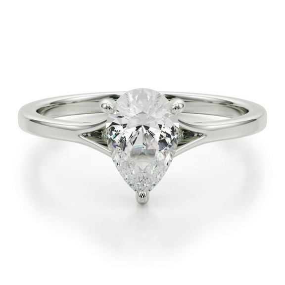 Lina Jewel 2.24 Ct Excellent Pear Cut Solitaire Diamond Engagement Ring for Women's - Lab-Created Simulated Diamond - 14K White Gold Plated - Simple Wedding Ring for Women - Perfect Gift for Her