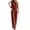 Brown, variant on Women's Elegant Sleeveless Backless Tie Waist Wide Leg Jumpsuit for Summer Ready One Piece Army Green L