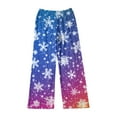 thumbnail image 4 of WTOBBY Women's Merry Christmas Print Pajama Bottoms, Soft Fleece-Lined Sleep Pants with Festive Snowflake and Tree Designs, Casual Home Wear for Winter,Blue L, 4 of 5